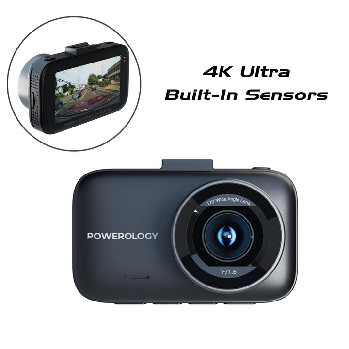 Powerology Dash Camera 4K Ultra with High Utility Built-In Sensors 