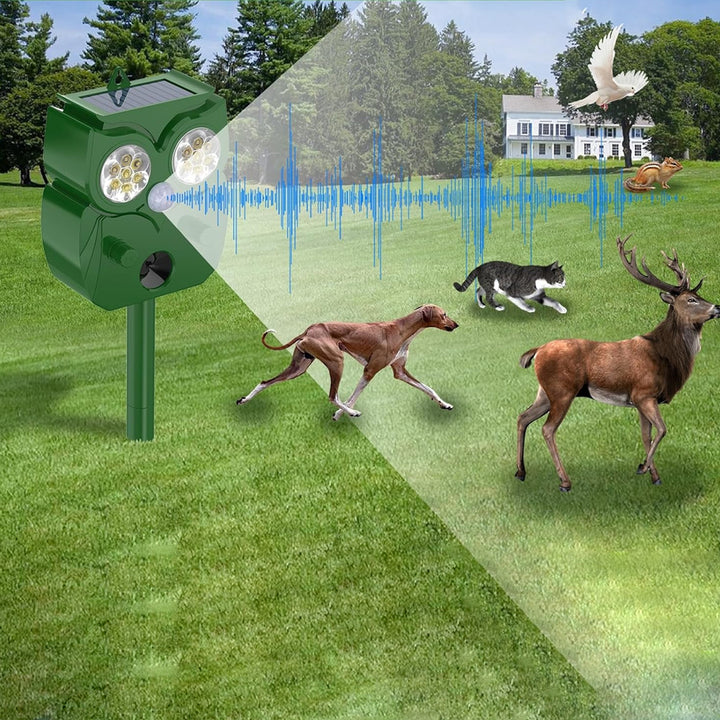 Solar Powered Waterproof Ultrasonic Rats & Animals Repellent with Motion Sensor and Flashing Light