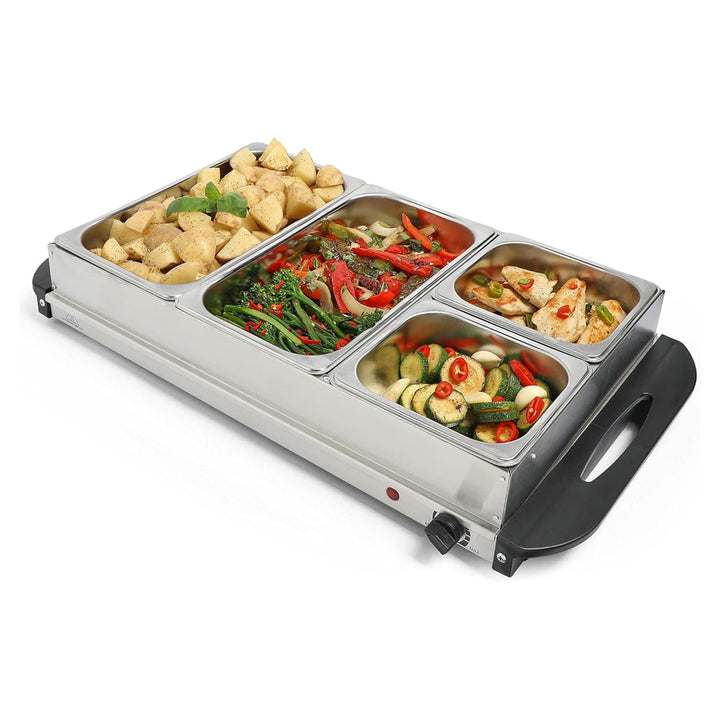 Electric Food Warmer with 4 heating Trays with covers & insulated handles with temperature control