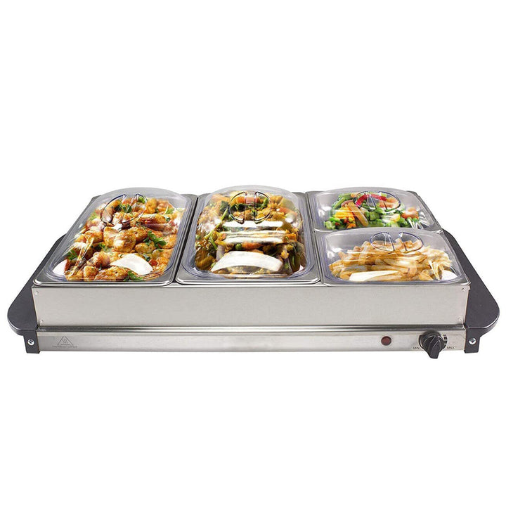 Electric Food Warmer with 4 heating Trays with covers & insulated handles with temperature control