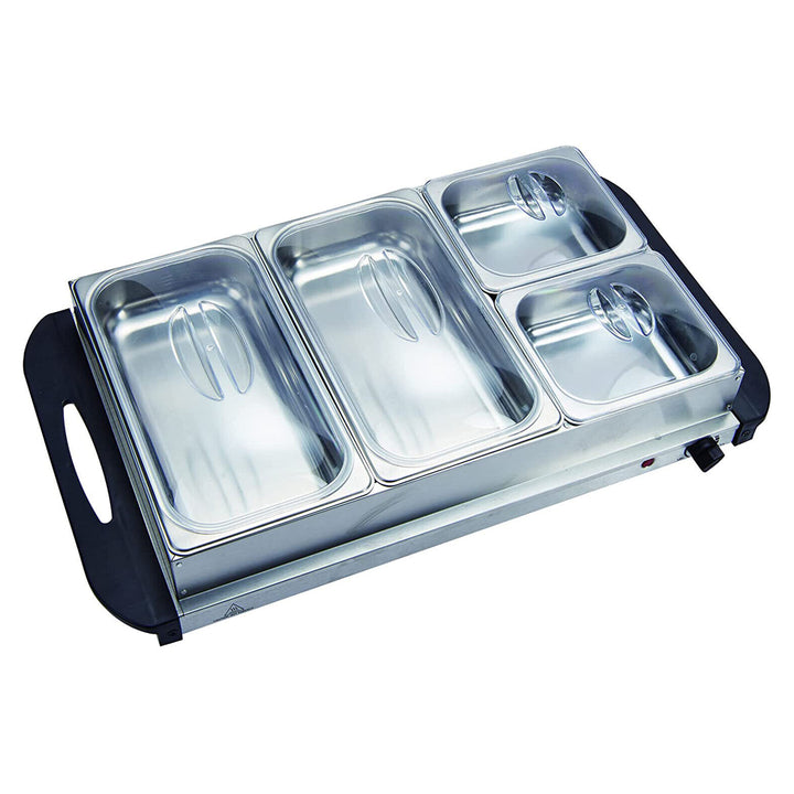 Electric Food Warmer with 4 heating Trays with covers & insulated handles with temperature control