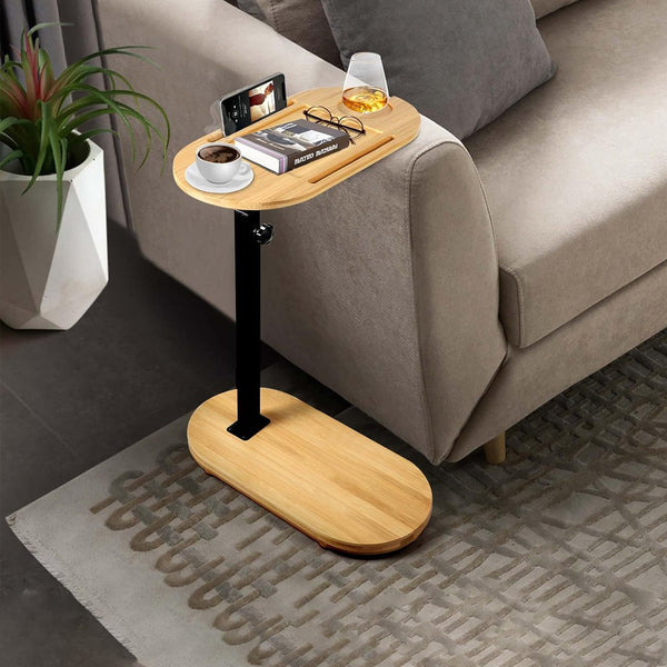 Rotatable and Height-Adjustable Side Table Durable, Sturdy and Space-Saving