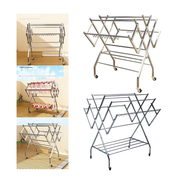 Foldable Mobile Clothes Drying Rack