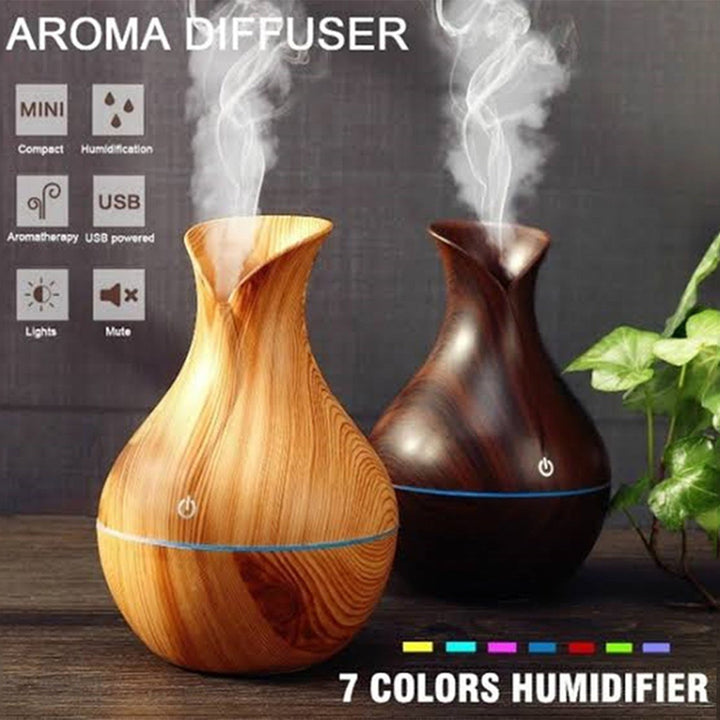 Mini Ultrasonic Aromatherapy Diffuser for Home Office with Air Purifying Cool Mist Humidifier 7 Color Changing LED