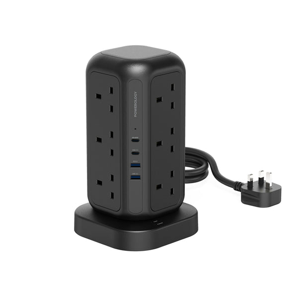 Powerology 12 Socket Multi-Port Tower HUB / Charge 17 Devices At Optimal Speed 