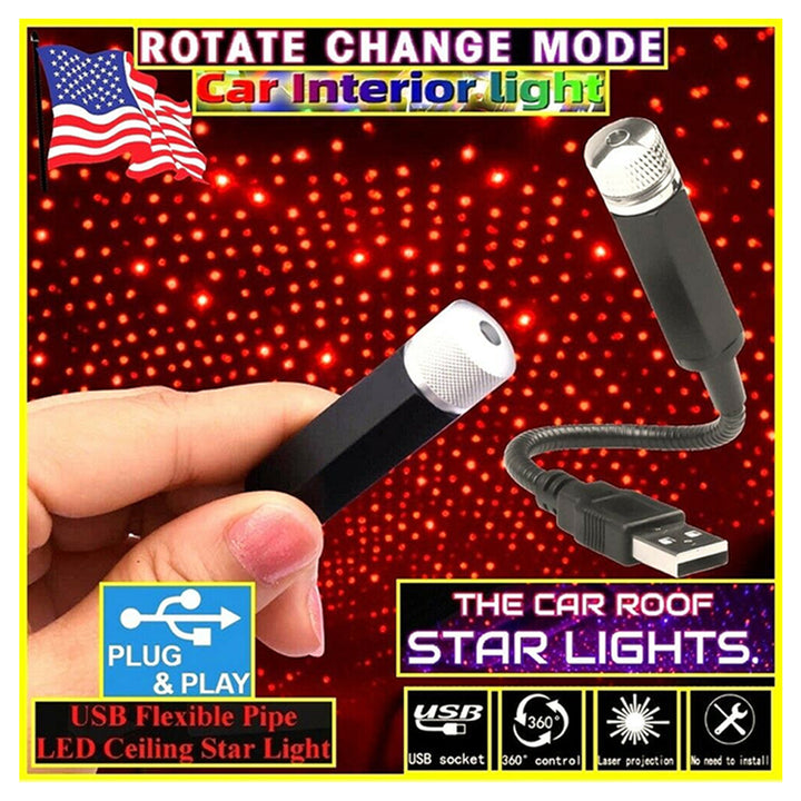 USB Car Interior LED Light Roof Atmosphere Starry Sky Lamp Star Projector Lights