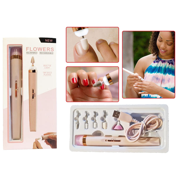 Flowers Salon Nails Kit Rechargable Full Manicure and Pedicure Tool