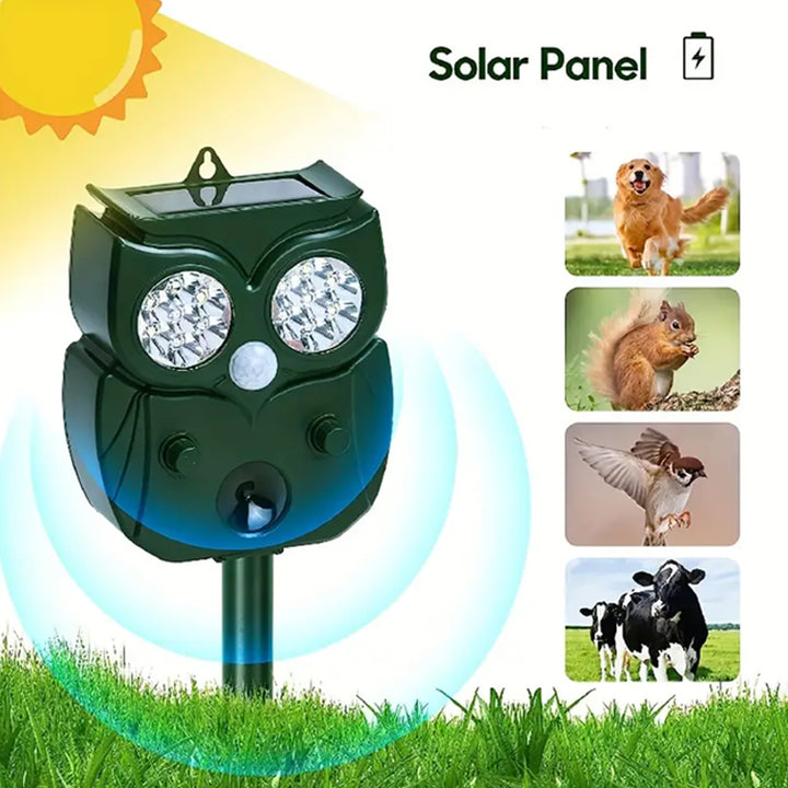Solar Powered Waterproof Ultrasonic Rats & Animals Repellent with Motion Sensor and Flashing Light