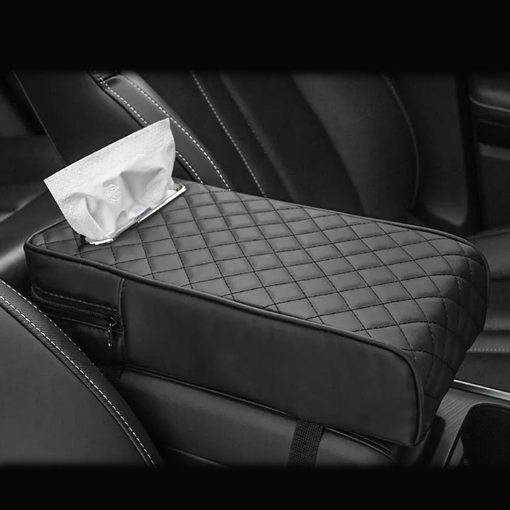 Leather Car Armrest and Tissue Holder for Hand Comfort When Driving