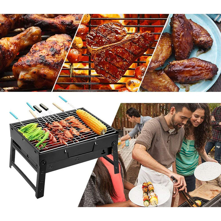 Portable Barbecue Small Foldable Household Table Charcoal Barbecue with Stainless Steel Grill