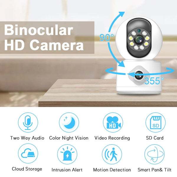 4K 8MP Dual Lens WIFI PTZ Camera AI Human Auto Tracking Indoor 4MP NVR Home Secuity CCTV Surveillance IP Camera