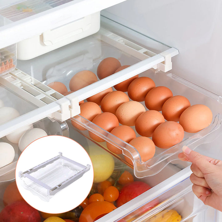 Adjustable Kitchen Egg Organizer Storage Rack Box Fridge Freezer Shelf Holder