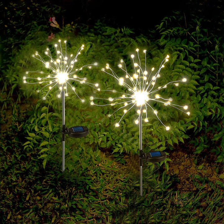 Solar Starburst Stake Light Warm White LED Solar Starburst Lights with 2 Lighting Modes