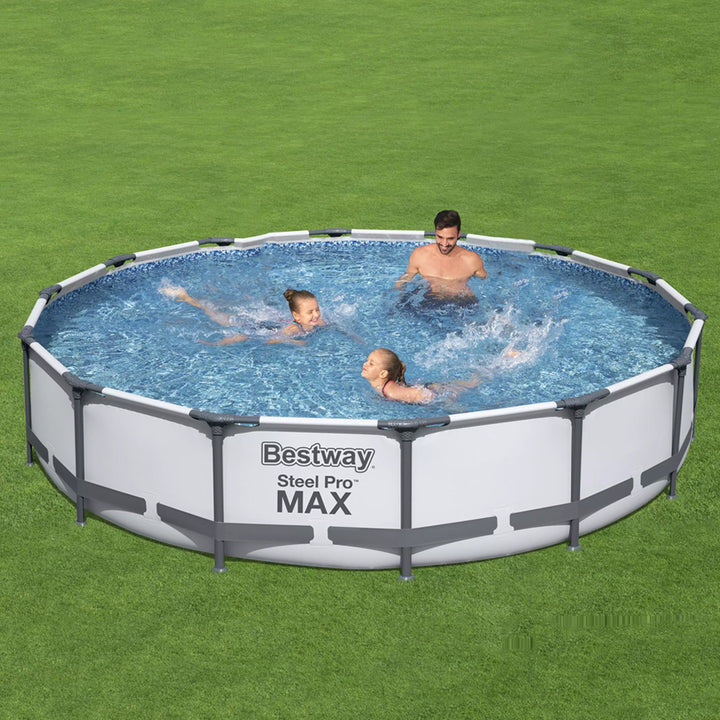 BestWay Steel Pro MAX Frame Swimming Pool Set Round Above Ground With Filter Pump