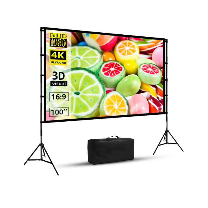 Portable Projector Screen with Stand Lightweight Foldable and Washable with a Bag (100 - 120 inches)  