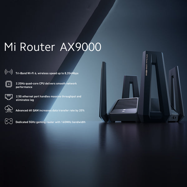 Xiaomi Mi Router AX9000 Built for Gamers, Tri-Band Wi-Fi 6