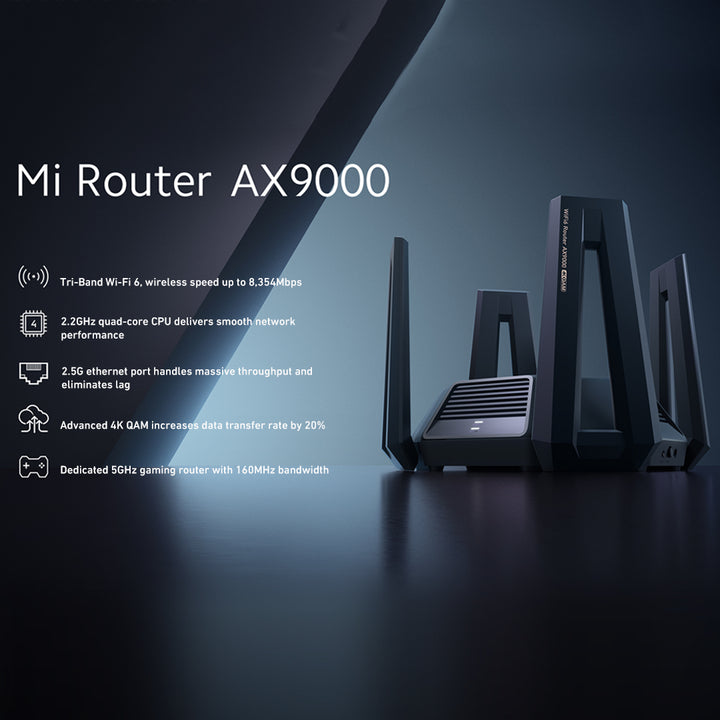 Xiaomi Mi Router AX9000 Built for Gamers, Tri-Band Wi-Fi 6