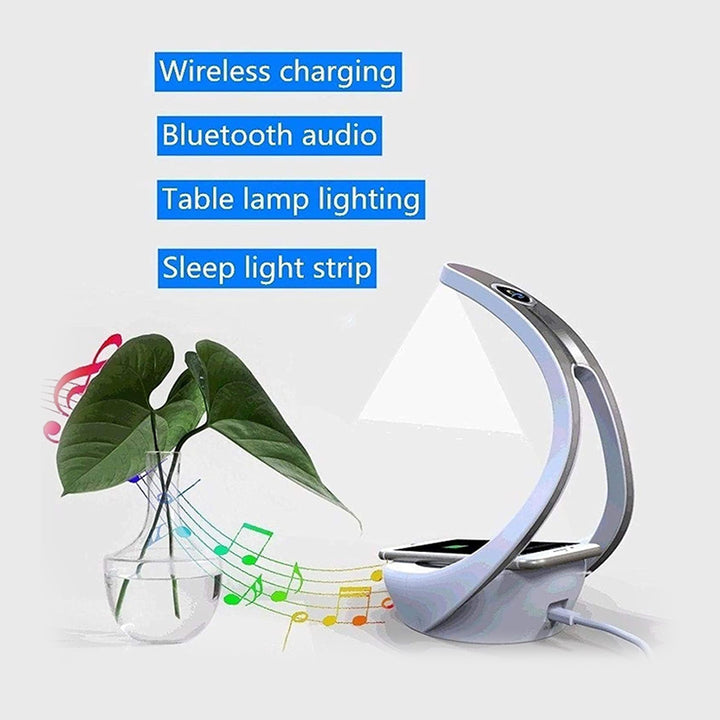 THREE-IN-ONE WIRELESS CHARGER + BLUETOOTH AUDIO PLAYER + LED DESK LAMP MULTI-FUNCTION TOUCH NIGHT LIGHT 