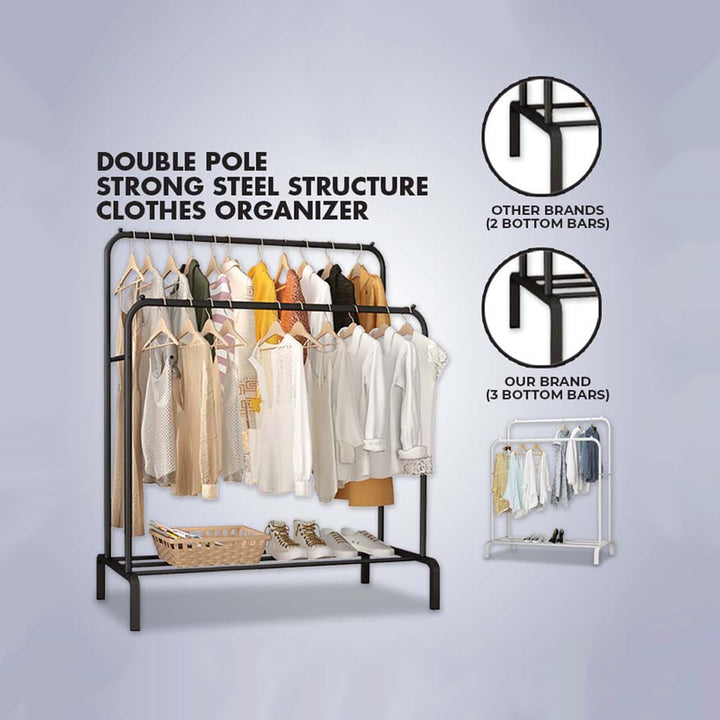 Multifunctional clothes stand with a modern and portable design