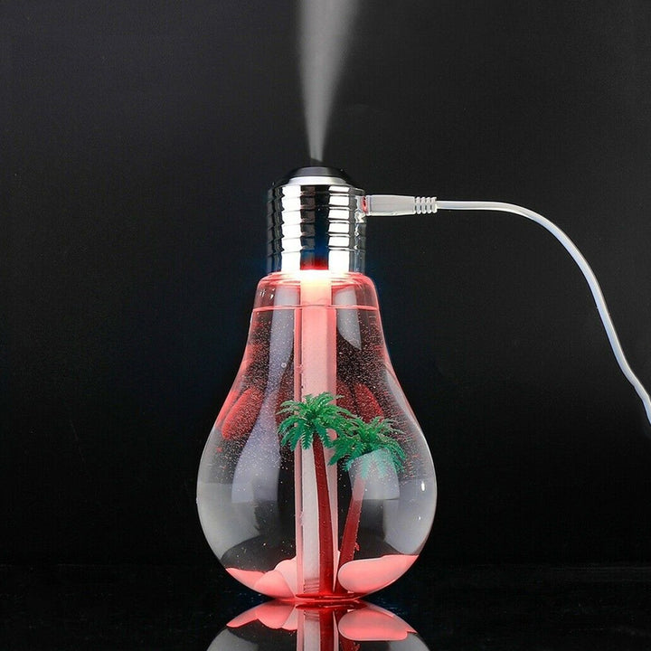 USB Portable Desktop Bulb Air Humidifier, Ultrasonic Humidifier with On/Off 7 Color Changing LED Night Lights