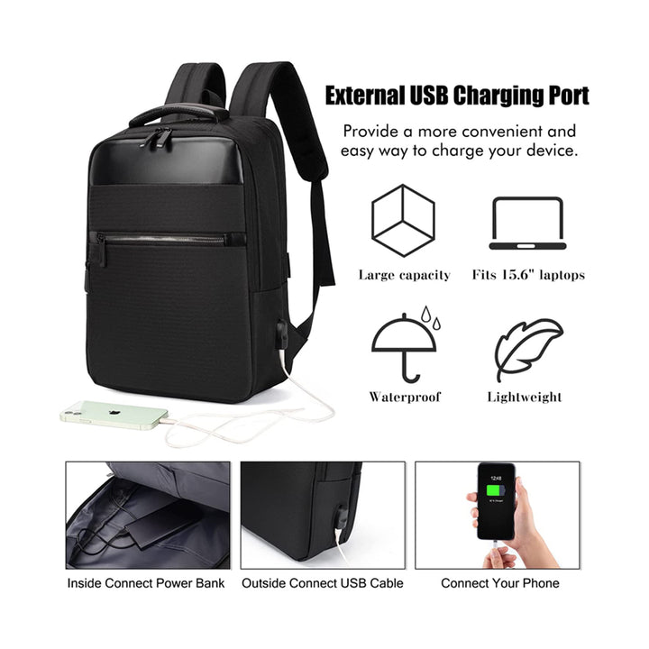 Porodo Lifestyle Water-Proof Oxford + PU Backpack With USB-A Port 