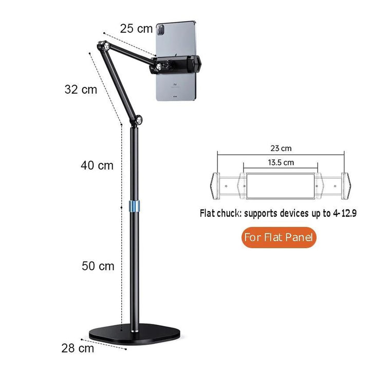 Mobile and Tablet Floor Stand Flexible Angle Adjustment with Adjustable Height