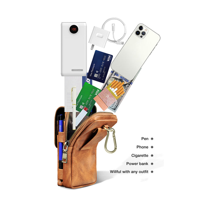 PULOKA High Quality Large Capacity Leather Multi-Layer Waterproof Mobile Bag