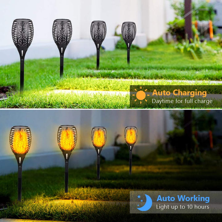 Solar Garden Torch Flame Light Outdoor 96 Led Tiki Torches With Flickering Flame