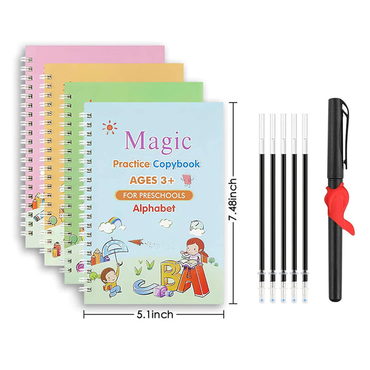 Set of 4 Magic Practice Copybook for Kids Magic Calligraphy