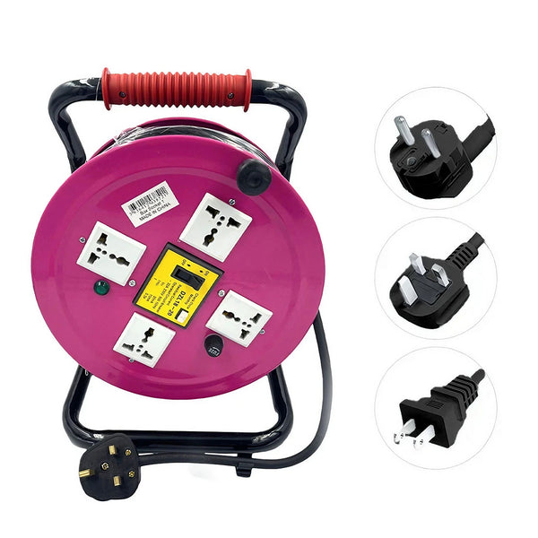 22.5m Cable Reel with 4 Triple Sockets for Using Multiple Devices Simultaneously