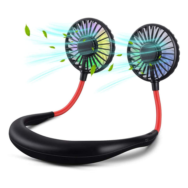 ZY-A1 Portable Fan Neck Hanging Fans Hand Free Mini Fan USB Battery Rechargeable Wearable Sports Fan - Black