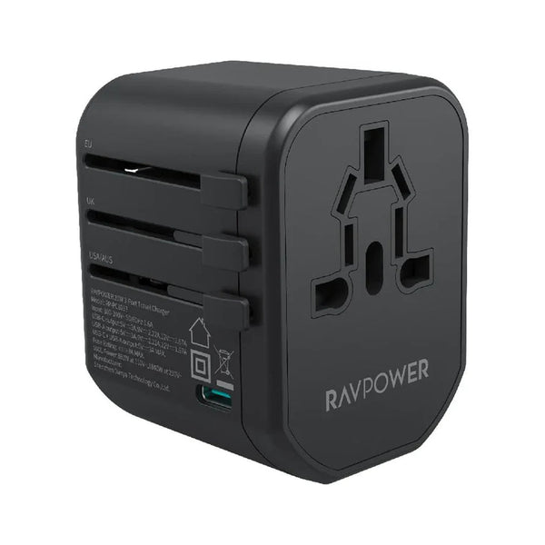 شاحن RP-PC1033 من RAVPower بقوة 20 وات مزود بمنفذي USB ومنفذ Type-C