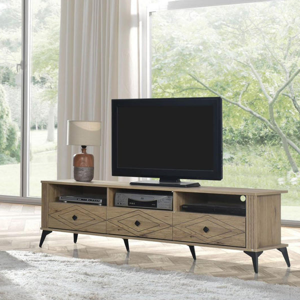 Malaysian TV Table with 3 Drawers and Large Storage Space Model 8042