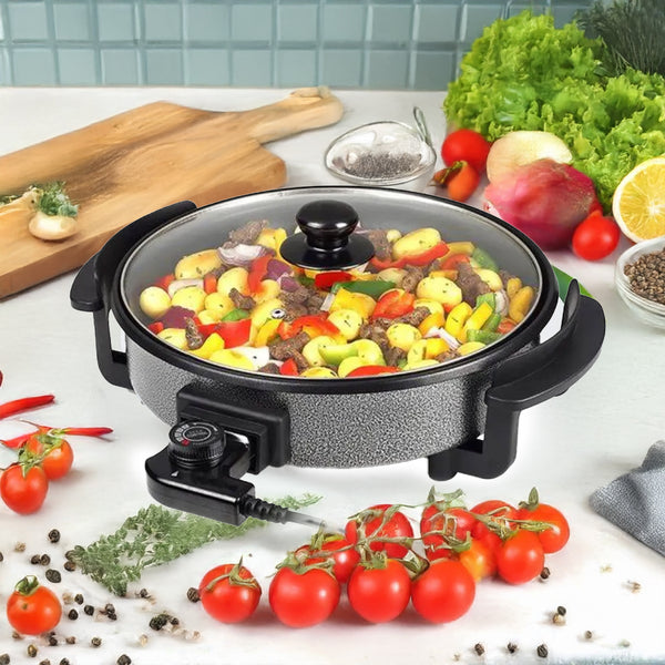 Kenwood Electric Pizza Pan, 42 cm with Glass Lid and Heat-Resistant Handles