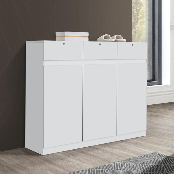 Malaysian Shoe Cabinet with 3 Drawers with Locks and 3 Doors with a Practical and Safe Design - Model 242