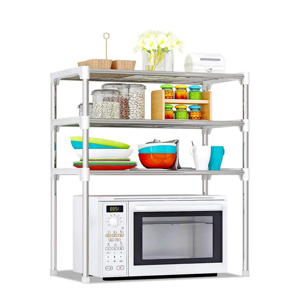 Multifunctional Double Layer Stainless Telescope Framework Microwave Storage Rack