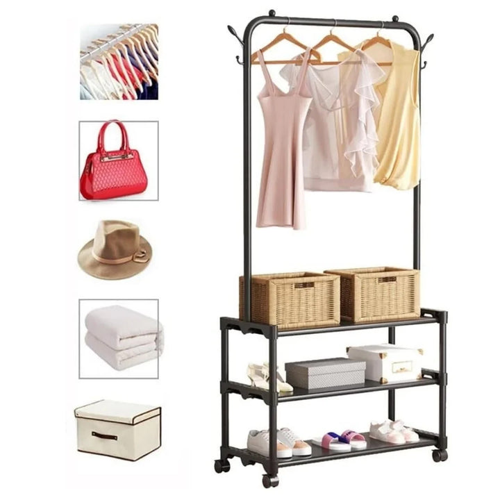 Clothes Stand with 3 Storage Shelves - dealatcity store