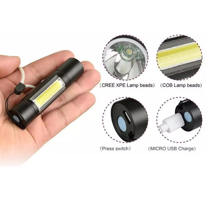 MINI LED FLASHLIGHT RECHARGEABLE WATERPROOF USB CHARGE