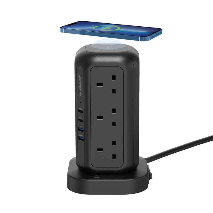 Powerology 12 Socket Multi-Port Tower HUB / Charge 17 Devices At Optimal Speed 