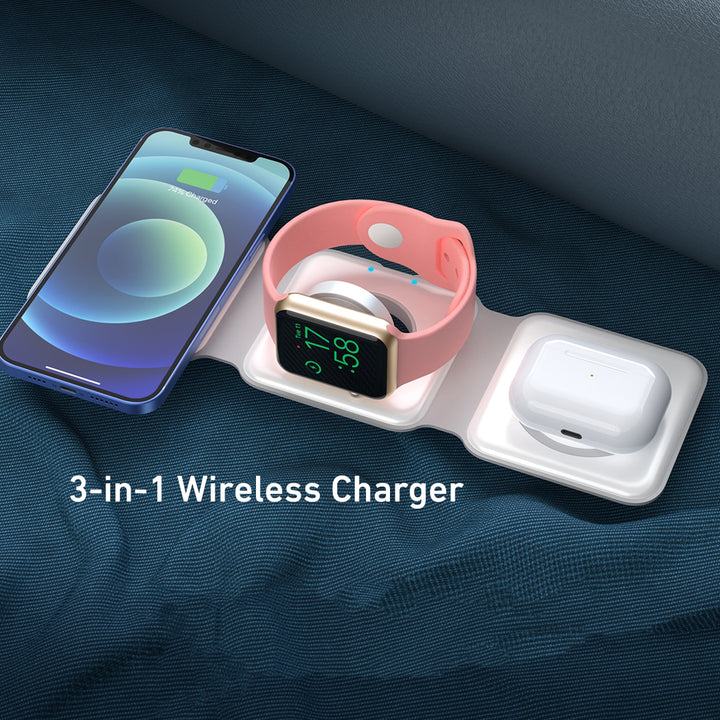 Multifunctional 3-in-1 15W Foldable Wireless Magnetic Charging Dock