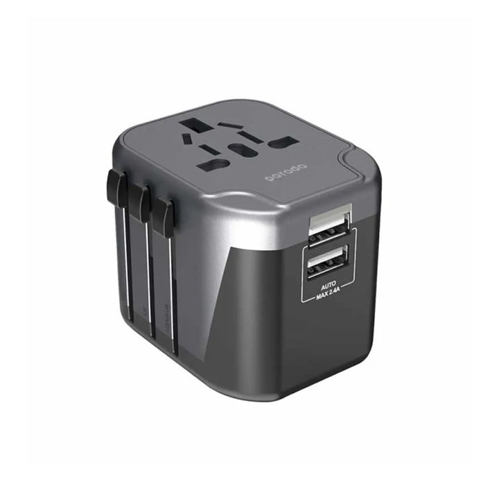 Porodo Universal Travel Charger 2.4A with Double Fuse and Two USB Ports