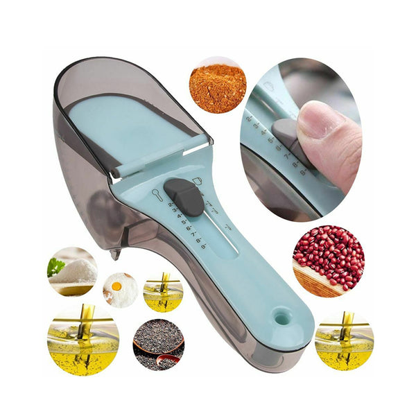 2Pcs Adjustable Measuring Spoons with Magnetic Snaps Multifunctional Measuring Cups Solid Powder Fluid Measurement