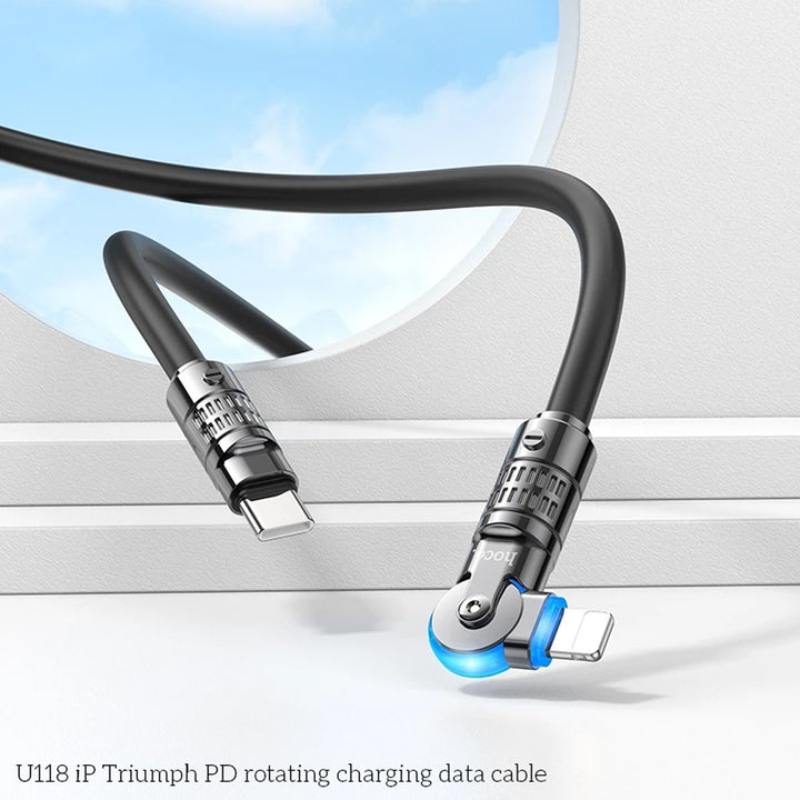 HOCO U118 Type C to Lightning Rotating Charging Data Cable 