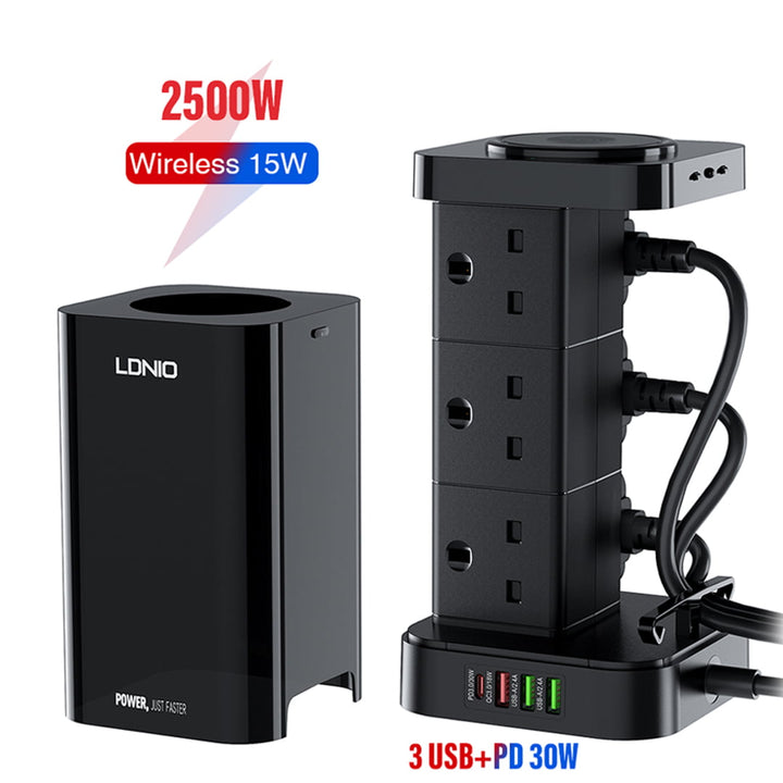 LDNIO (SKW6457) Power Strip 2500W 4 USB Ports 15W Wireless Charging