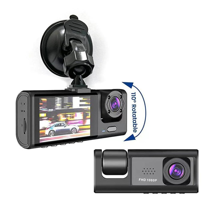 3-in-1 3-Channel (Front, Interior, and Rear) Car Camera HD 1080P Dash Cam