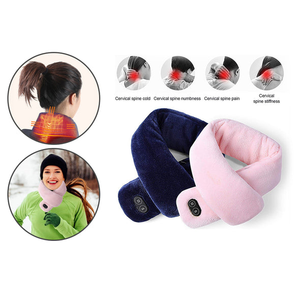 USB Heated Scarf 2 IN 1 Electric Warm Neck Wrap Vibration Massage USB Heat Shawl + Power bank as a free gift