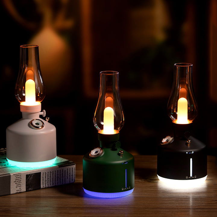 Portable Air Humidifier with Retro Style USB rechargeable LED Night Light Kerosene Bedside Lamp