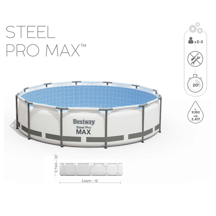 BestWay Steel Pro MAX Frame Swimming Pool Set Round Above Ground With Filter Pump