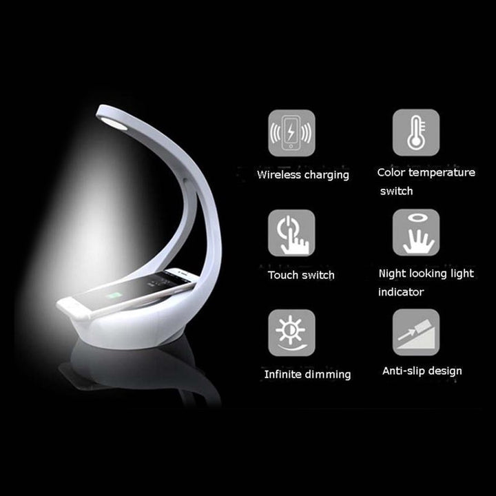 THREE-IN-ONE WIRELESS CHARGER + BLUETOOTH AUDIO PLAYER + LED DESK LAMP MULTI-FUNCTION TOUCH NIGHT LIGHT 