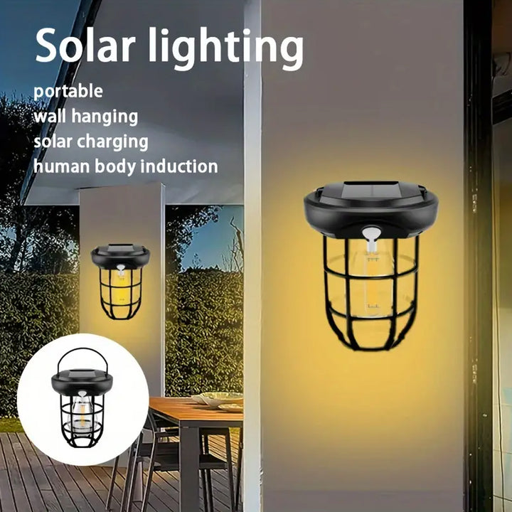 Waterproof Solar Powered Light Lamp with Handle with 3 Lighting Modes and Motion Sensor